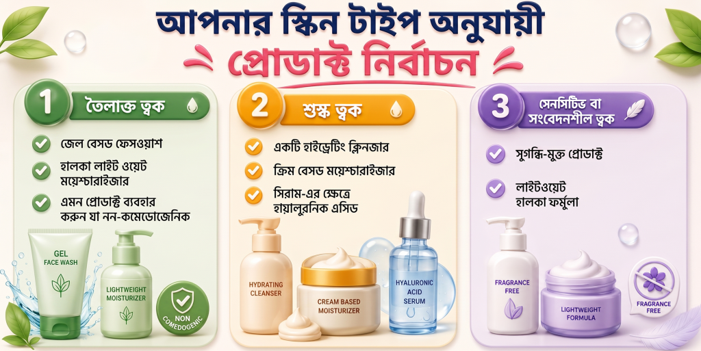 আপনার স্কিন টাইপ অনুযায়ী প্রোডাক্ট নির্বাচন